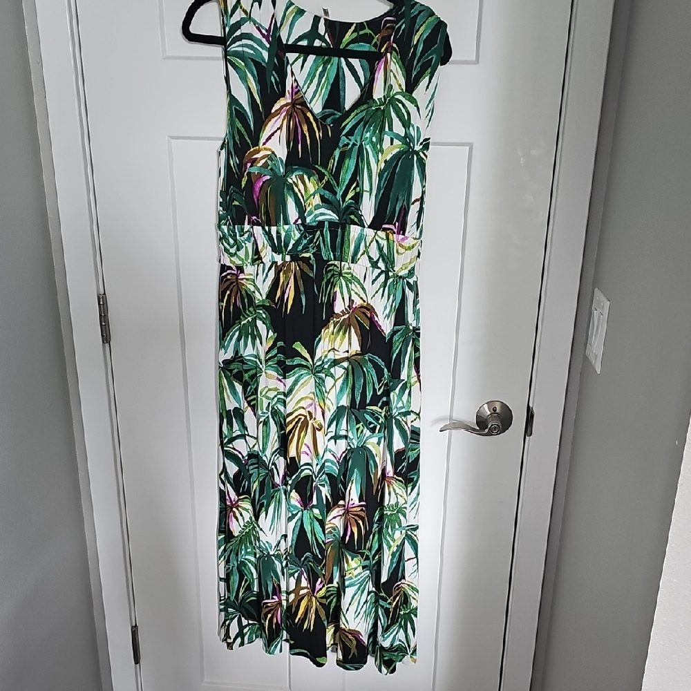 Soma Green Leaf Print Maxi Dress